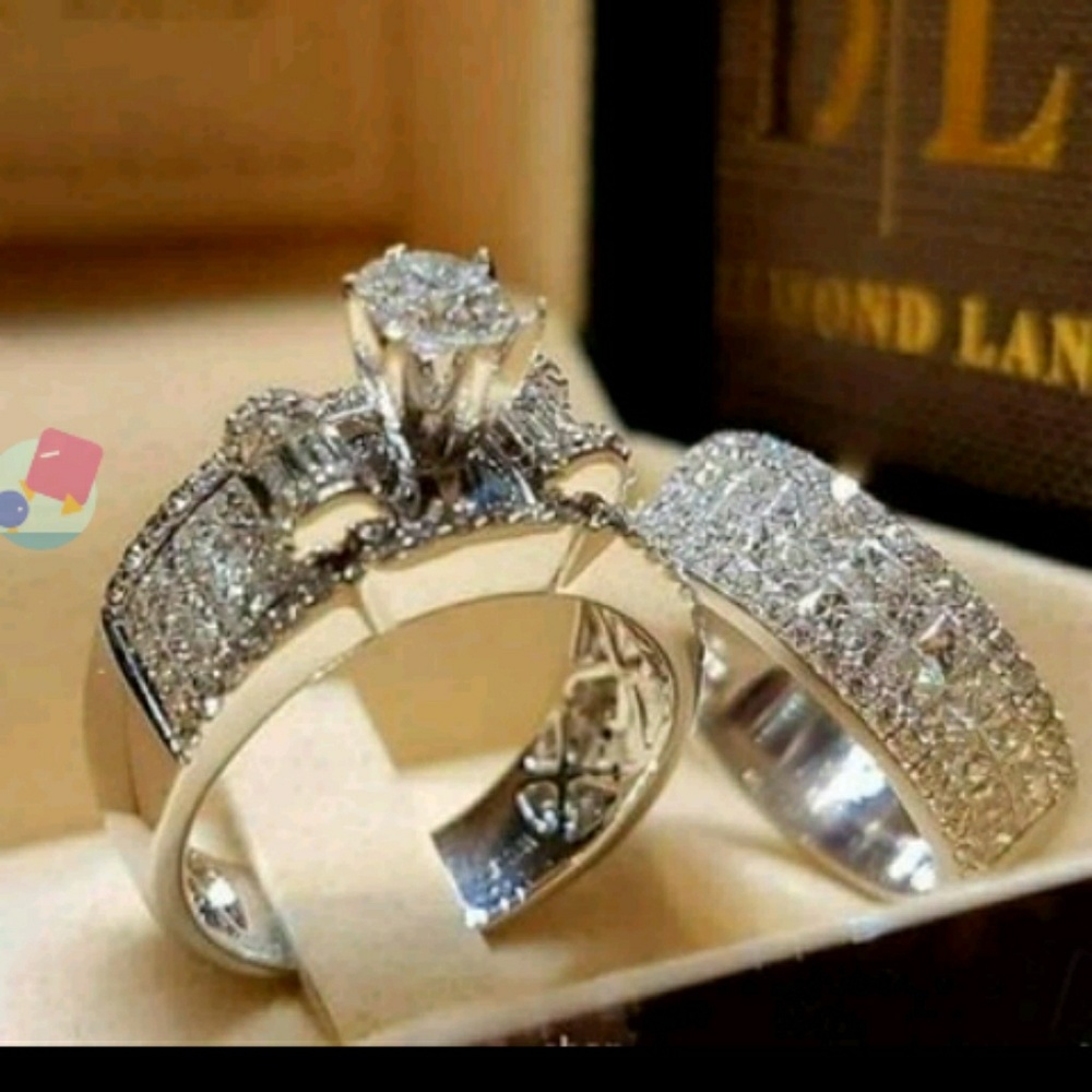 2 Piece 4.25 Carat Inlaid 18k GF Ring